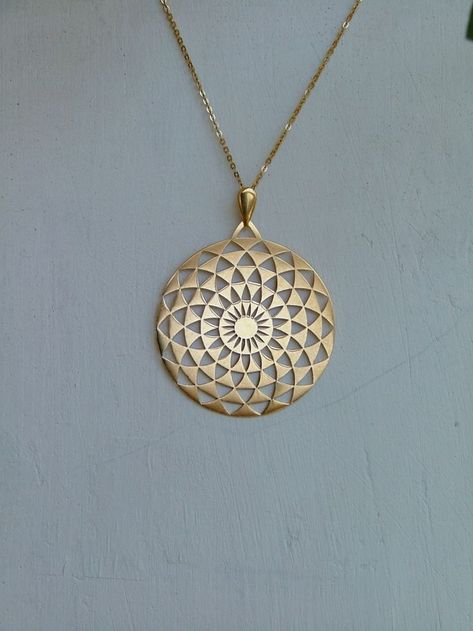 MIUTUAL TRUTH Uniquely designed 24 k Gold plated Pendate Necklace. Inspired by crop circle geometric structures/ Cnc Necklace Design, Tattoo Lotus Flower, Mystic Jewelry, Tattoo Lotus, Mandala Necklace, Crop Circle, Mystical Jewelry, Black Gold Jewelry, Haridwar