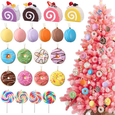 PRICES MAY VARY. Exquisite Christmas Decorations: you will receive 22 pieces of ornaments for Christmas tree, including 8 doughnuts, 4 cakes, 4 lollipops and 6 macaroons, each with a golden rope; The quantity is sufficient, and the styles are diverse to meet your creative decoration needs Realistic Appearance: Christmas tree ornaments are made of PU and polymer clay, not fragile and come with a cake flavor; The realistic appearance will bring you more attention and praise, and you can enjoy a lo Candyland Christmas Tree, Donut Ornament, Lollipop Cake, Hanging Charms, Christmas Lollipops, Candy Tree, Candyland Christmas, Polymer Clay Ornaments, Clay Ornaments