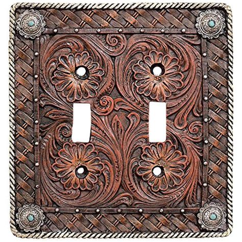 Western Tooled Leather *** Click image for more details. (This is an affiliate link) Rustic Switch Plate Covers, Rustic Light Switch Covers, Rustic Switch Plates, Large Glass Jars, Black Forest Decor, Leather Tooling Patterns, Tuscan Design, Tuscan Decorating, Light Switch Plate Cover