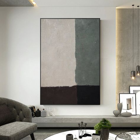 Sage Green Living Room, Green Abstract Painting, Sage Green Wall Art, Sage Green Wall, Room Wall Painting, Sage Green Walls, Painting Green, Black Minimalist, Stretched Painting