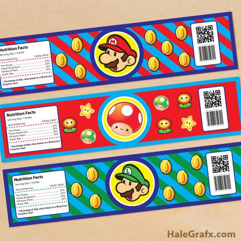 FREE Printable Super Mario Bros. Water Bottle Labels Super Mario Free, Super Mario Brothers Party, Mario Bros Birthday Party Ideas, Nintendo Party, Super Mario Bros Birthday Party, Mario E Luigi, Super Mario Bros Party, Video Games Birthday Party, Mario Bros Birthday