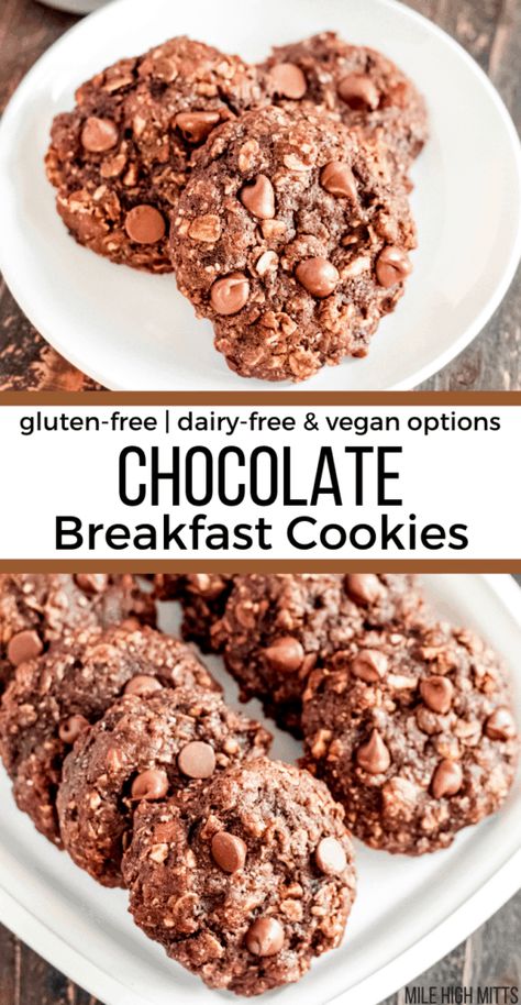 Loaded Cookies, Breakfast Cookies Gluten Free, Craving Chocolate, Breakfast Cookie, Breakfast Cookie Recipe, Fun Breakfast, Recipe For Breakfast, Chocolate Breakfast, Bread Breakfast