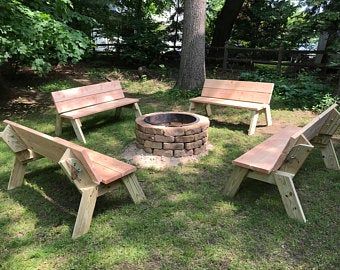 Backyard Rock Garden, Concrete Benches, Outdoor Fire Pit Area, Picnic Table Bench, Outdoor Fire Pit Designs, Concrete Bench, Deck Porch, Cozy Backyard, Fire Pit Area