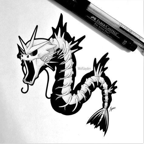 Skeletal Gyarados by WolfJayden on DeviantArt Pokemon Skeletons, Superhero Silhouette, Pokemon Painting, Beginner Tattoos, Pokemon Sketch, Skeleton Drawings, Ghost Pokemon, Cool Pokemon Wallpapers, Owl Tattoo Design