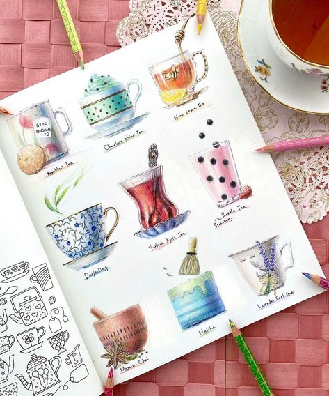 Azusa🎨 on Instagram: “Which tea would you like?🫖 I had so much fun with this page because l love a cup of tea 💕(as my insta name is "chai"🫖)I filled this page…” 30 Days Of Creativity Johanna Basford, Johanna Basford 30 Days Of Creativity, Insta Name, 30 Days Of Creativity, Colored Pencil Art Projects, Joanna Basford, 2024 Art, Coloring Art, Johanna Basford Coloring Book