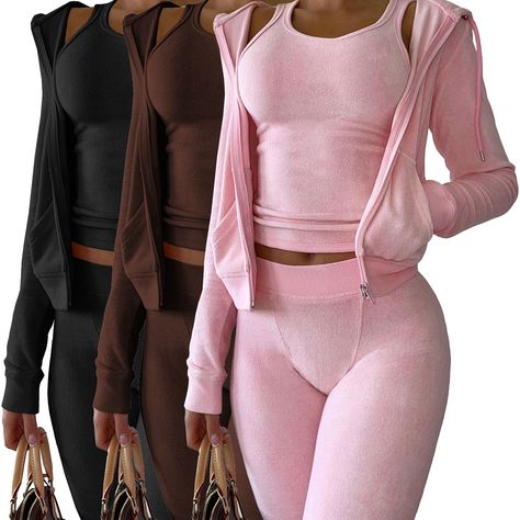 Casual 2 Piece Outfit For Women, Amazon 2 Piece Outfit, 2 Piece Outfit Black Women, Lounge Outfits Black Women, Womens 3 Piece Suit, Cute 2 Piece Outfits, Womens Pant, Fleece Outfit, Joggers Outfit