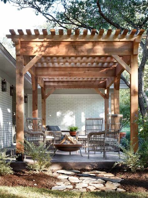 Outdoor Gathering Area, Fence Door, White Pergola, Pergola Diy, Pergola Curtains, Paver Walkway, Fence Doors, Pergola Swing, Patio Pergola