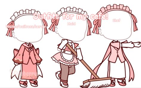 Gacha Waitress Outfit, Gacha Club Bakery Outfit, Barista Outfits, Gacha Design, Cafe Uniform, Waitress Outfit, Gacha Base Poses Cute, Gacha Things, Gacha Clothes