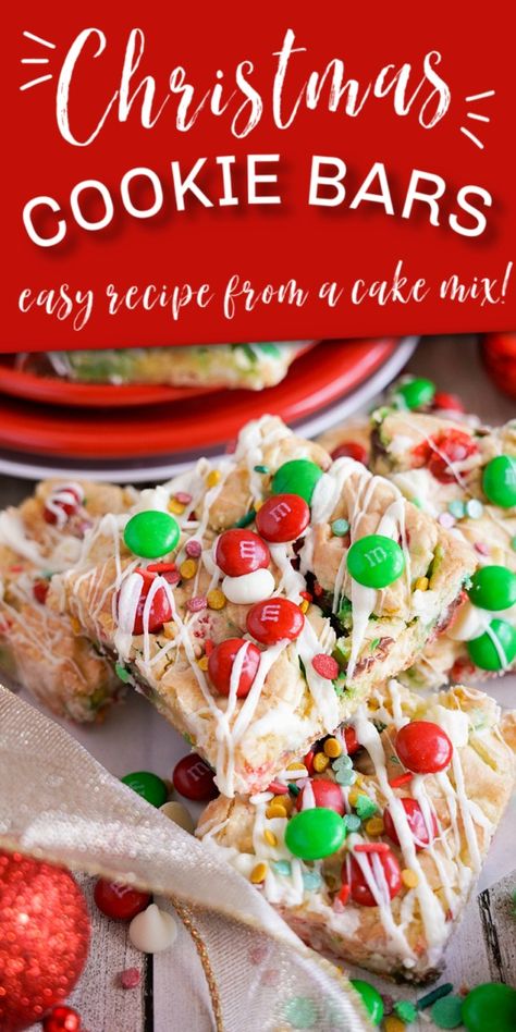 Christmas Cake Mix Cookie Bars, Christmas Cookie Bars Easy Cake Mixes, Cake Mix Cookie Bars Christmas, Cake Box Cookie Bars, Cake Mix Cookie Bars 3 Ingredients, Cake Mix Cookie Bars Recipes, Bar Cookies For Christmas, Easy Christmas Cookie Bars, Cake Mix Sugar Cookie Bars