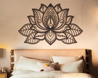 Office Decor Boho, Lotus Wall Decor, Metal Wall Art Bedroom, Stainless Steel Wall Art, Metal Bird Wall Art, Mandala Symbols, Lotus Flower Mandala, Spiritual Wall Art, Outdoor Metal Wall Art