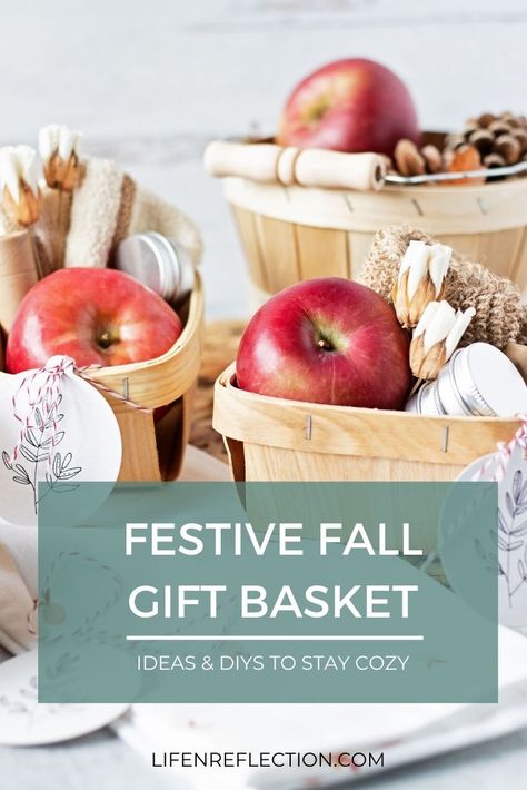 Fall Baskets For Teachers, Fall Baking Basket Ideas, Apple Gift Basket Ideas, Fall Poupori Diy Gift, Apple Gift Basket, Fall Giveaway Basket Ideas, Pie Gift Basket, Welcome Fall Gift Basket, Fall Gift Ideas