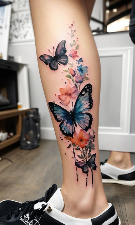 Sleeve Leg Tattoo, Grey Butterfly Tattoo, Black And Grey Butterfly Tattoo, Black And Grey Butterfly, Baddie Arm Tattoos, Tattoo Butterflies, Arm Tattoo Ideas, Butterfly Tattoo Stencil, Grey Butterfly