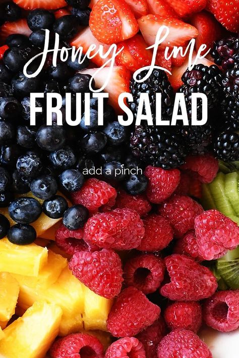 Honey Lime Fruit Salad Recipe - Made with your favorite fruits with a delicious dressing, this honey lime fruit salad is always a favorite! // addapinch.com #honeylimefruitsalad #honeylimedressing #fruitsalad #addapinch Best Fruit Salad Recipe, Honey Lime Fruit Salad, Lime Fruit Salad, The Best Fruit Salad, Lime Fruit, Honey Lime Dressing, Best Fruit Salad, Fruit Salad Recipe, Weeknight Recipes