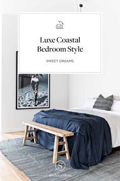 Moody Beach Bedroom, Moody Coastal Bedroom, Vintage Cottage Bedroom, Moody Coastal, Coastal Style Bedroom, Ocean Bedroom, Coastal Mediterranean, Bedroom Coastal, Bedroom Blue