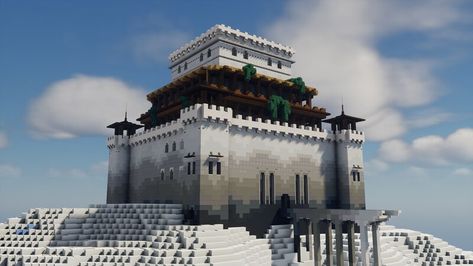 Minecraft Mountain Castle, Russian Castle, Minecraft Mountain, Old Castle, Minecraft Castle, Lightning Rod, Luxurious Rooms, Winter Palace, Minecraft Map