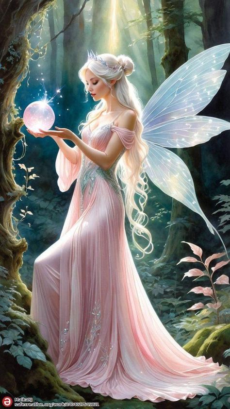 Pretty Fairies, Fairy Angel Beautiful, Flower Fairies Wallpaper, Fairy Queen Fantasy Art, Flower Fairy Art Anime, Fairy Artwork Enchanted Forest Faeries, Faery Art, Pink Wallpaper Girly, Beautiful Fairy