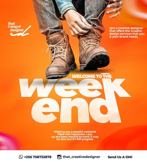 Welcome to the Weekend Welcome Poster Design Ideas, Weekend Flyer Design, Open Heaven, Real Estate Marketing Quotes, Cafe Posters, Canva Edit, Social Media Advertising Design, Writing Style, Creative Advertising Design