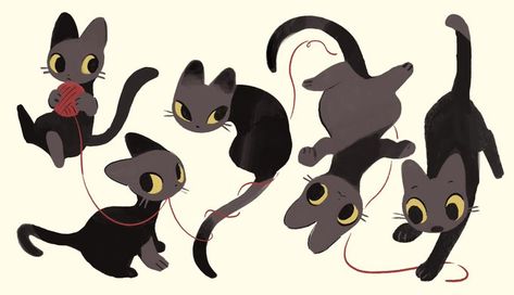 Cat Doodle, Cat Character, Illustration Character Design, Cat Illustration, Black Cats, Cat Drawing, Cute Doodles, 귀여운 동물, Cat Design