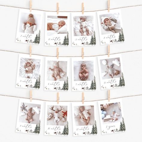 Winter Onederland Photo Banner Template Wonderland Editable 1st Year Photo Banner Monthly Banner DIY New Years First Birthday Boy, Winter Onederland Photo Shoot, Winter First Birthday Photoshoot, Winter 1st Birthday Party Boy, Winter Theme Birthday Party, Winter Baby Birthday Party, Rustic First Birthday, Winter Onederland Party Boy, Winter First Birthday