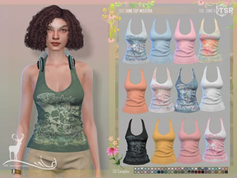 Sims Tank Top, Sims 4 Cc Female Tank Top, Sims 4 Ripped Clothes, Affliction Sims 4 Cc, Sims 4 Elena Gilbert Cc, Ts4 2000s Cc, Sims 4 Cc Tank Top, Sims 4 Tank Top, Dansimsfantasy Cc