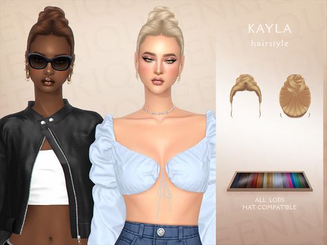 The Sims Resource - Kayla Hairstyle Sims 4 Black Hair, Pelo Sims, Sims 4 Game Mods, Sims 4 Cc Makeup, Tumblr Sims 4, Sims 4 Downloads, Sims Four, Sims 4 Cc Packs, Sims Hair