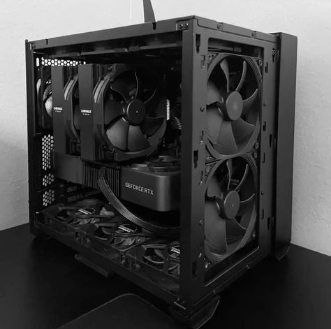 All Black Pc Build, Custom Computer Case, Welcome To The Dark Side, Tech Room, Pc Design, Pc Builds, Gaming Pc Build, Streaming Setup, Pc Build