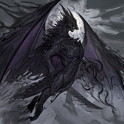 ArtStation - Timi Honkanen Shadow Creatures, Shadow Monster, Shadow Dragon, Funny Monsters, Creature Drawings, Dungeons And Dragons Characters, Fantasy Creatures Art, Dragon Artwork, Mythical Creatures Art