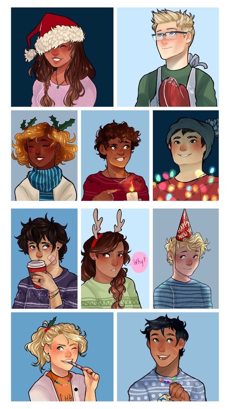 Pjo Christmas Fanart, Pjo Fanart The Seven Funny, Percy Jackson Christmas, Percy Jackson Christmas Wallpaper, Pjo Christmas, Percy Jackson Fanfic, Percy Jackson Drawings, Percy Jackson Comics, Percy Jackson Wallpaper