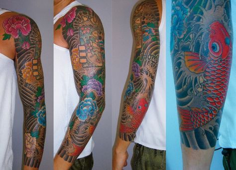 color pop is phenomenal. Music Tattoo Ideas For Men, Mayer Tattoo, Tattoo Ideas For Men Sleeve, John Mayer Tattoo, Music Tattoo Ideas, Koi Dragon Tattoo, Zen Tattoo, Wife Tattoo, Super Tattoo