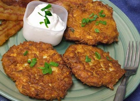 Potato Pancakes Recipe - Food.com - 46351 Mashed Potato Pancakes Recipe, Sweet Potato Latkes, Apples And Onions, Mashed Potato Pancakes, Potatoe Pancake Recipe, Instant Mashed Potatoes, Instant Potatoes, Potato Latkes, Sweet Potato Pancakes