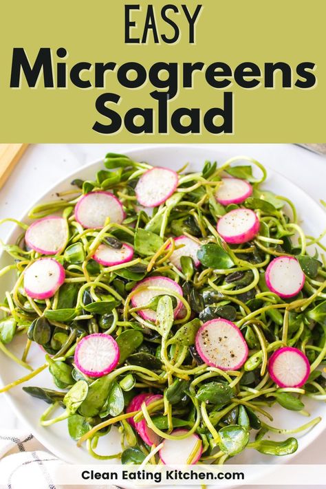 Sunflower Microgreens Recipes, Microgreen Salad, Microgreens Salad, Microgreens Recipe, Salad With Lemon Vinaigrette, Clean Eating Salads, Salad With Lemon, Foods Healthy, Csa Recipes