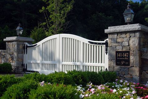 Farm Gates Entrance, Entrance Gates Driveway, White Gate, Wood Gates Driveway, Driveway Entrance Landscaping, Wood Gates, Wooden Gates Driveway, Farm Entrance, Pittsburgh Paint