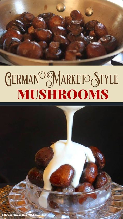 German Appetizers, German Side Dishes, Fungi Recipe, Garlic Mushroom Sauce, German Christmas Food, German Market, Garlic Sauce Recipe, European Dishes, International Desserts