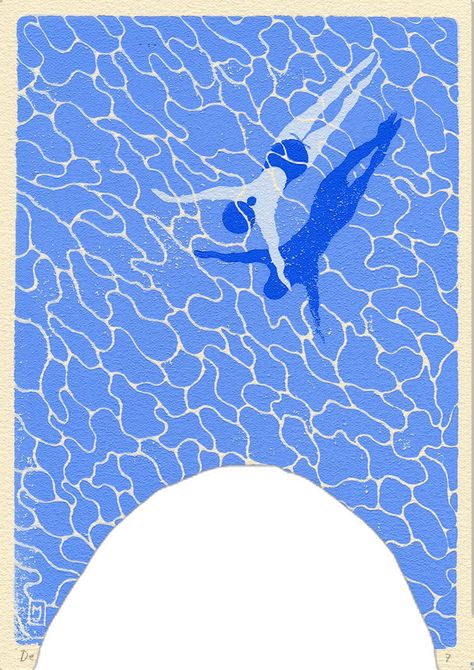 Linocut print of a swimmer swimming in a pool. Personal work. Linocut Prints, Linocut, Swimming Pool, Swimming Pools, Swimming, Pool, Art