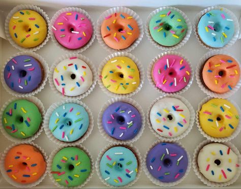 Rainbow Donut, Diy Donuts, Disco Theme, Mini Donuts, Cake Donuts, Birthday Cake Kids, 7th Birthday, Princess Birthday, Kids Cake