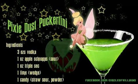 Tinker bell pixie dust Disney Alcoholic Drinks, Disney Cocktails, Apple Schnapps, Cooking Christmas, Disney Drinks, Disney Desserts, Drink Bar, Liquor Drinks, Themed Drinks