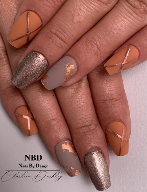 Brown And Gold Nails, Mustard Nails, Rose Gold Nails Acrylic, Yellow Nails Design, Lilac Nails, Acrylic Pins, Rose Gold Nails, Yellow Nails, Xmas Nails