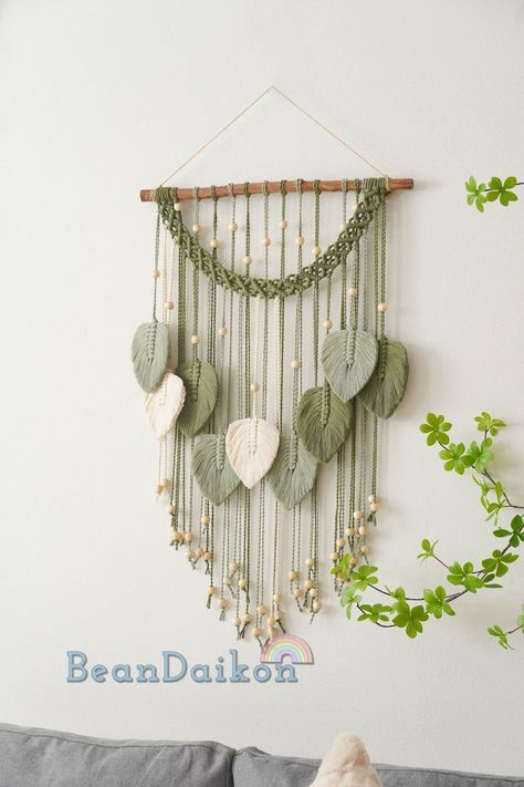 Level Up Your Crochet Skills: Make a Statement Wall Hanging Boho Fall Decor, Macrame Designs, Crochet Wall Hanging, Macrame Leaf, Macrame Headboard, Macrame Knots Tutorial, Yarn Wall Art, Interior Design Decor, Kitchen Interior Design