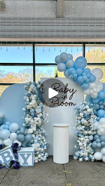 Baby In Bloom Blue Shower Ideas, Baby Boy In Bloom Shower Ideas, Baby In Bloom Boy Shower Ideas, Baby In Bloom Boy, Baby In Bloom Backdrop, Party Backdrops, Baby In Bloom, Bloom Baby, Blue Backdrops