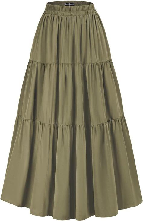 Amazon.com: Scarlet Darkness Renaissance Skirts for Women Long Length Tiered Flowy Maxi Skirt Olive Green XXL : Clothing, Shoes & Jewelry