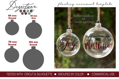 Floating Ornament Template inserts SVG DXF and PSD format Floating Ornaments Diy, Cricut Ornaments, Floating Ornaments, Christmas Ornament Template, Inkscape Tutorials, Ornament Template, Clear Ornaments, Crafts With Pictures, Cameo Projects