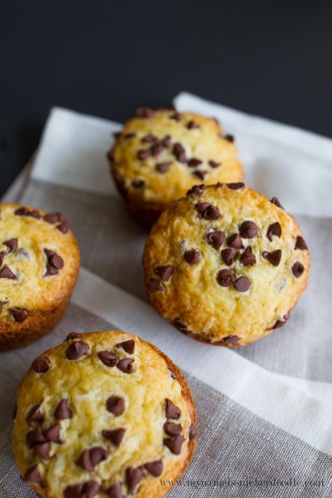 Coconut Chocolate Chip Muffins Choc Chip Muffins, Coconut Muffins, Coconut Chocolate, Sweet Rolls, Coconut Recipes, Chocolate Chip Muffins, Sweet Roll, Chocolate Coconut, Recipe Box