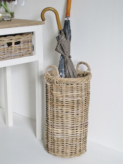 Rattan Umbrella, Umbrella Basket, Stick Storage, Stylish Umbrella, Home Interior Accessories, Rustic Traditional, Umbrella Holder, Upcycled Home Decor, Rattan Basket