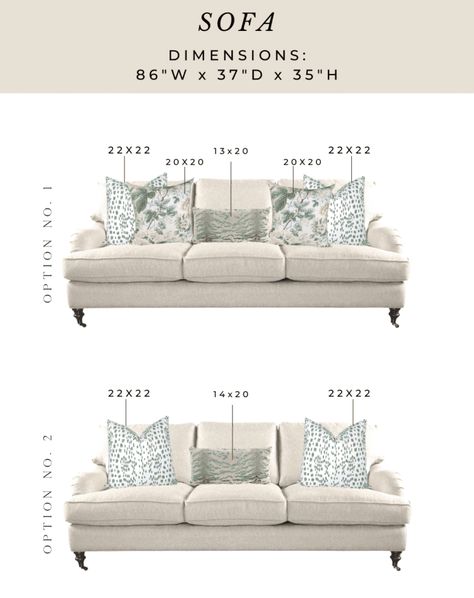 BEST OF CLASSIC DESIGN: PILLOWS + SIZING GUIDANCE - A Glass of Bovino Couch Pillow Arrangement, Hot Pink Throw Pillows, Cushion Arrangement, Pillow Sizes Chart, Bedroom Arrangement, Throw Pillows Bedroom, Throw Pillows Living Room, Sofa Pillows Arrangement, Bantal Sofa