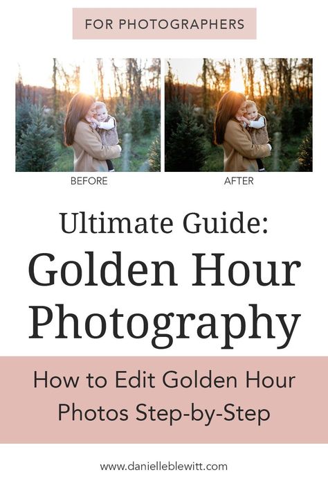 Creating gorgeous golden hour photos are made up of how you shoot the photo and how you edit them. Check out Part II of the Ultimate Guide to Golden Hour Photography dedicated to giving tips on editing beautiful backlit golden hour images. This step-by-step tutorial gives exact details on how to create a dreamy golden hour pic. All content by Pittsburgh Family Photographer, Danielle Blewitt Photography | photography mentor | business tips | pro photographer | hobby photographer Fake Golden Hour, Iphone Editing Pictures, Family Photography Outfits, Fam Pics, Sharp Photo, Golden Hour Photos, Golden Hour Photography, Photography Help, Artistic Images