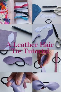 Hair Tie Tutorial, Tie Tutorial, Hair Ties Tutorial, Hair Bands Diy, Leather Hair Bow, Diy Hair Scrunchies, Pattern Weights, Bows Diy Ribbon, How To Make Purses