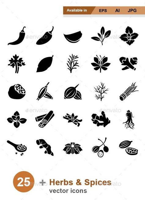 Herbs & Spices vector icons for $10  #icon #GraphicDesign #graphics #food #BestDesignResources Spices Vector, Icon Photos, Spices Packaging, Herbs Spices, Character Pictures, Silhouette Images, Cartoon Character Pictures, Aesthetic Eyes, Business Icon