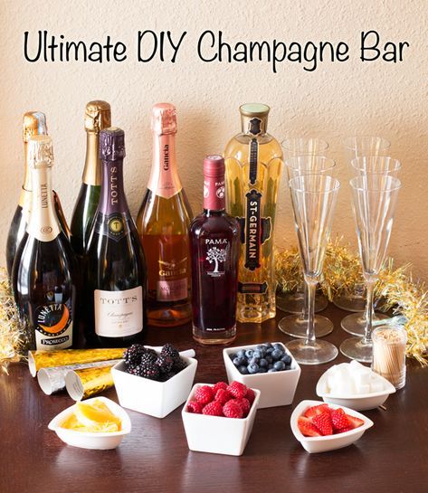 Champagne Birthday, Bubbly Bar, Champagne Bar, Champagne Party, Mimosa Bar, Birthday Brunch, Champagne Cocktail, Nye Party, Party Bars