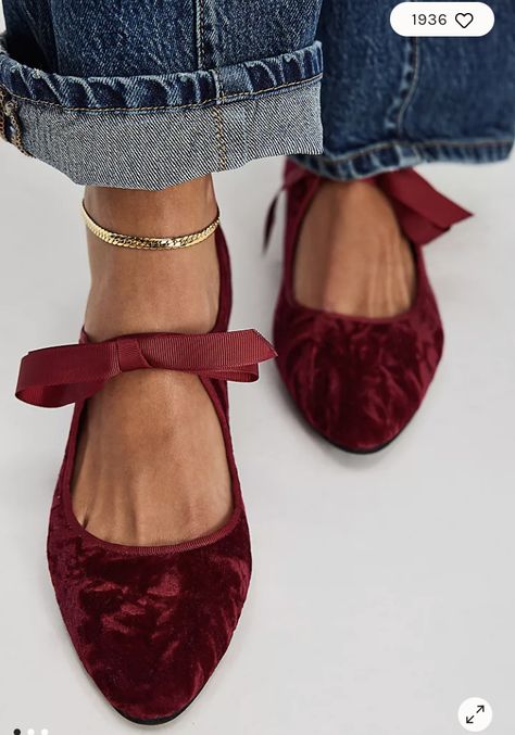 Red Velvet Flats Outfit, Ballet Pumps Outfit, Wardrobe Uk, Wardrobes Uk, Pumps Outfit, Velvet Flats, Flats Outfit, Ballet Pumps, Red Shoes