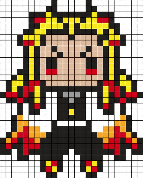 Rengoku Perler Bead Pattern | Bead Sprites | Characters Fuse Bead Patterns Sweater Knitting Patterns Free, Pixel Art Facil, Free Sweater Knitting Patterns, Printable Crochet Patterns, Piskel Art, Easy Pixel Art, Fuse Bead Patterns, Cocoppa Wallpaper, Pixel Drawing